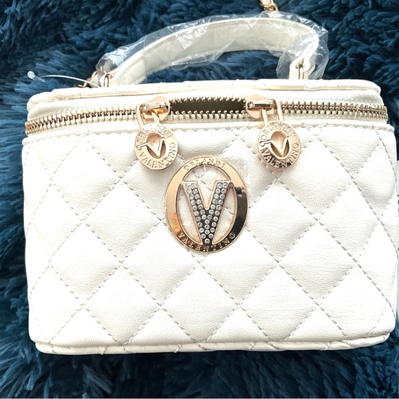 Valentino Orlandi White Quilted 7 by 5 Shoulder bag detachable strap Swarovski - Picture 2 of 8